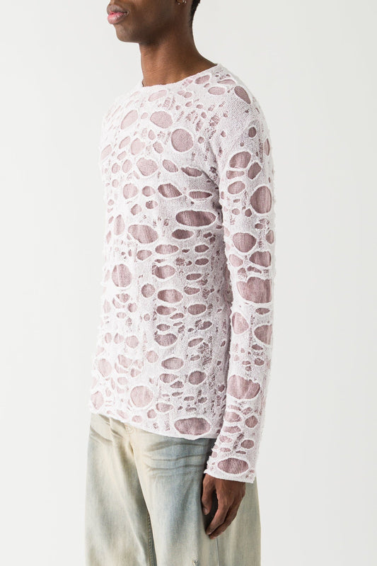 Acne Studios Distressed Knit Top in Light Pink side