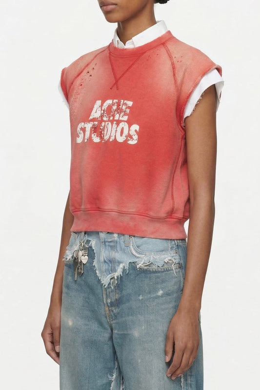 Acne Studios Graphic Sweater Vest in Red side
