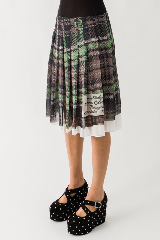 Acne Studios Plaid Skirt In Green/Grey side