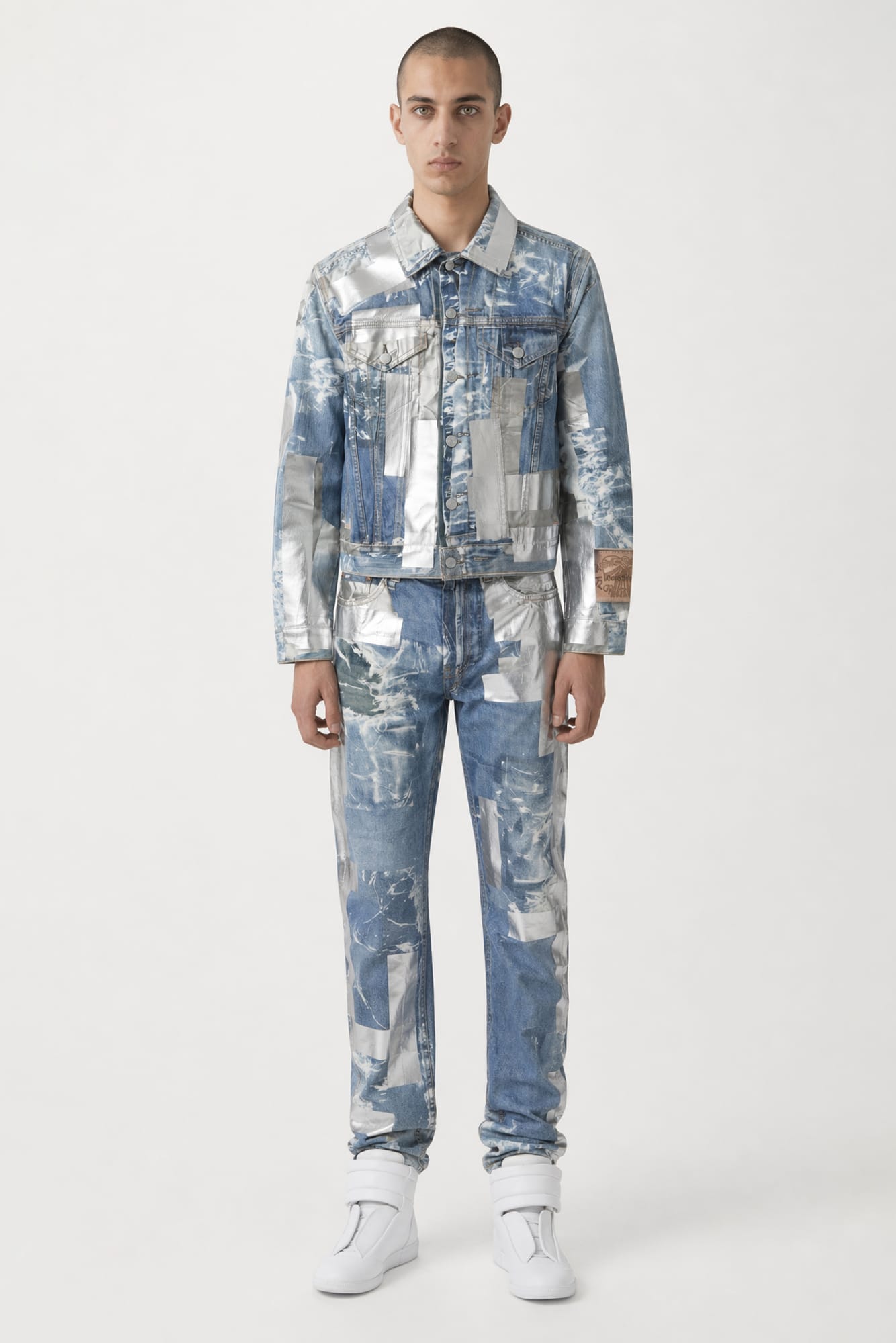 Acne Studios Graphic Denim Jacket in Blue