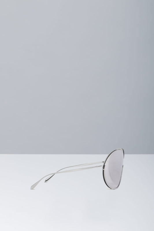 Alaïa Mask Round Frame Sunglasses in Silver side