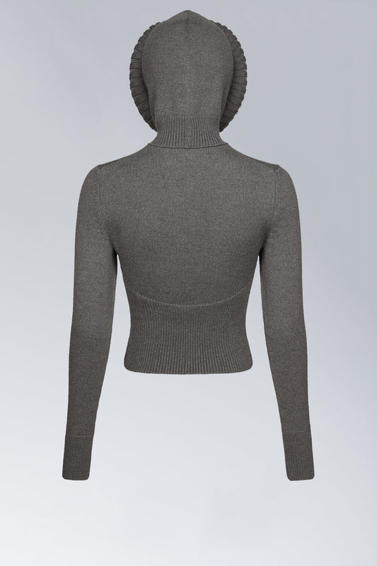 Alaïa Hooded Jumper In Gris Chine back