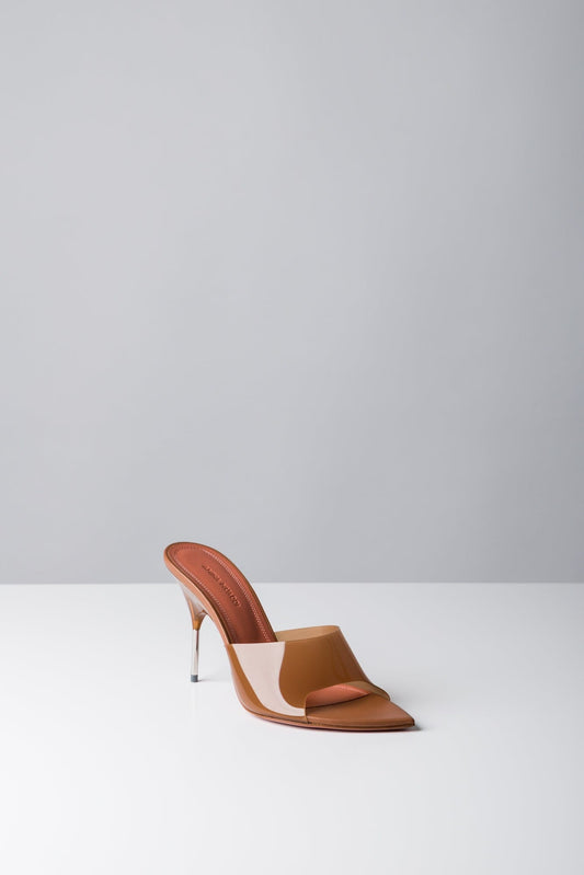 Amina Muaddi Bianca Glass Slipper in Latte side