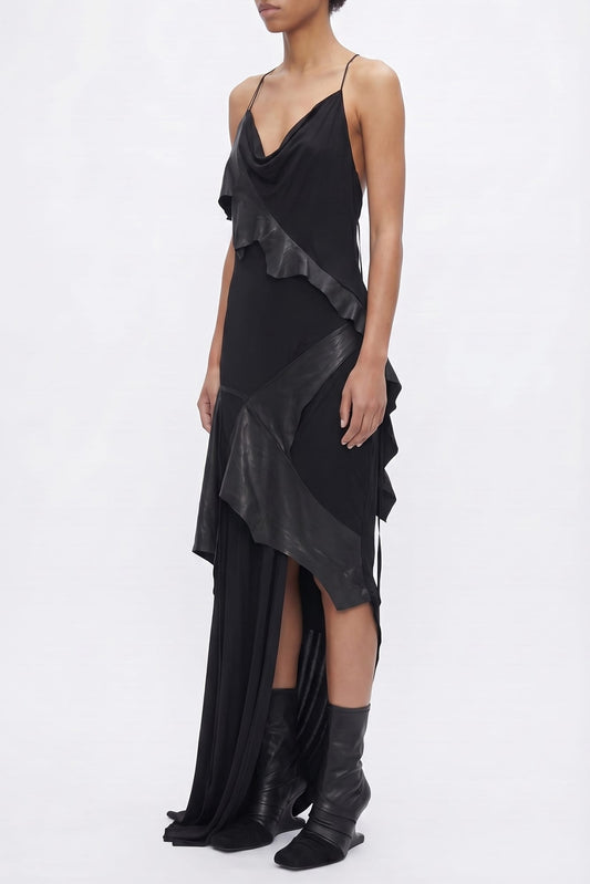 Ann Demeulemeester Dador Ruffled Long Dress In Black side