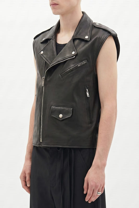 Ann Demeulemeester Faltin Sleeveless Perfecto Leather Vest SS26 side