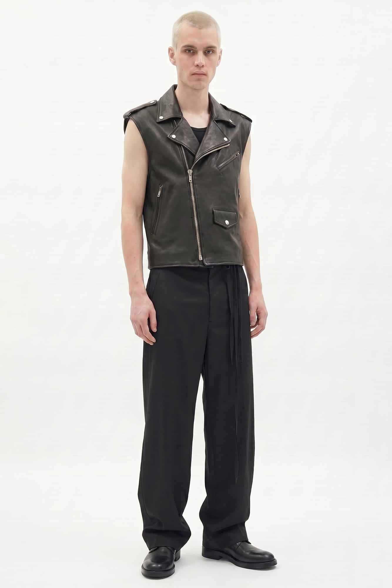 Ann Demeulemeester Faltin Sleeveless Perfecto Leather Vest SS26 full look