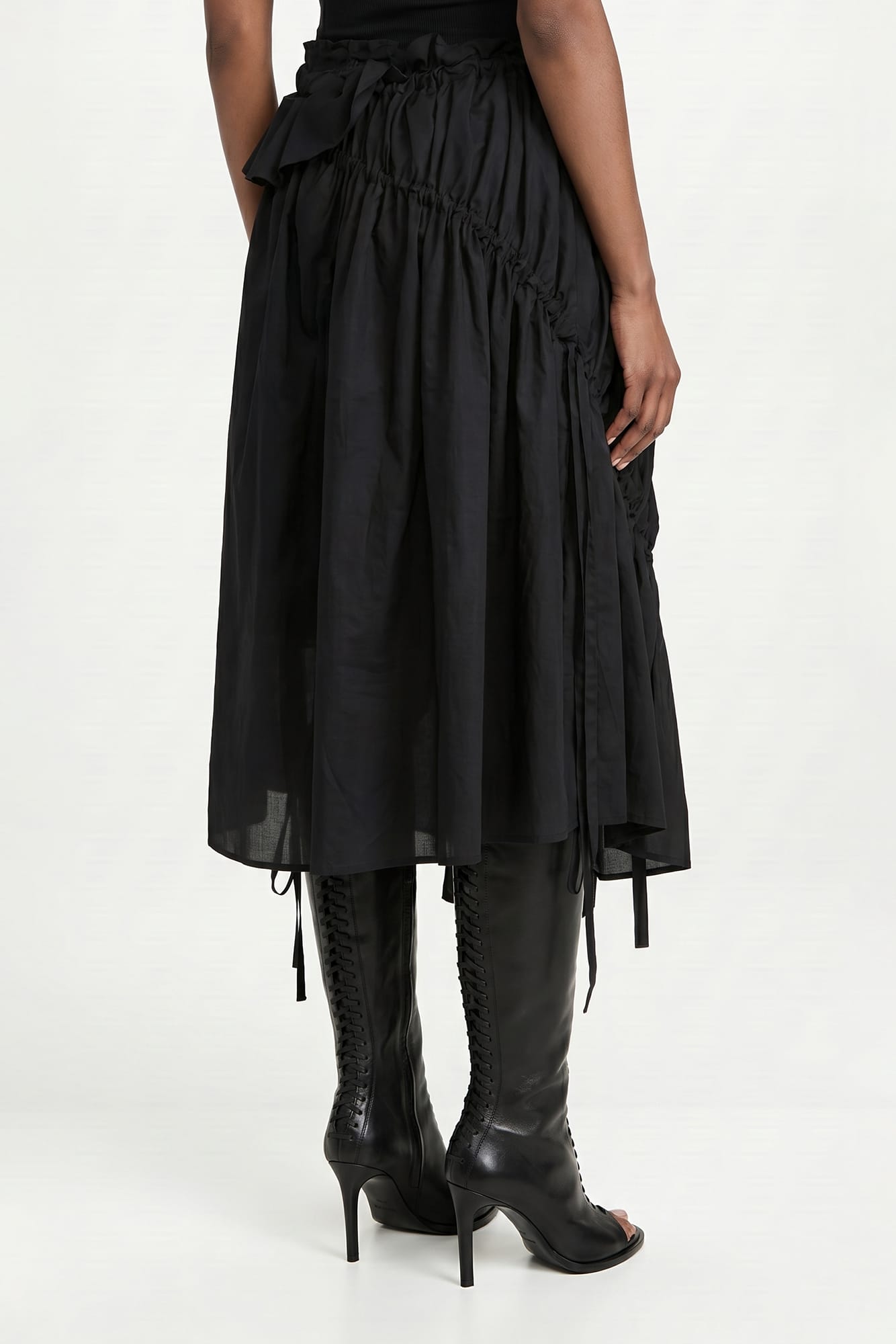 Ann Demeulemeester Maike Ruffled Midi Skirt In Black back