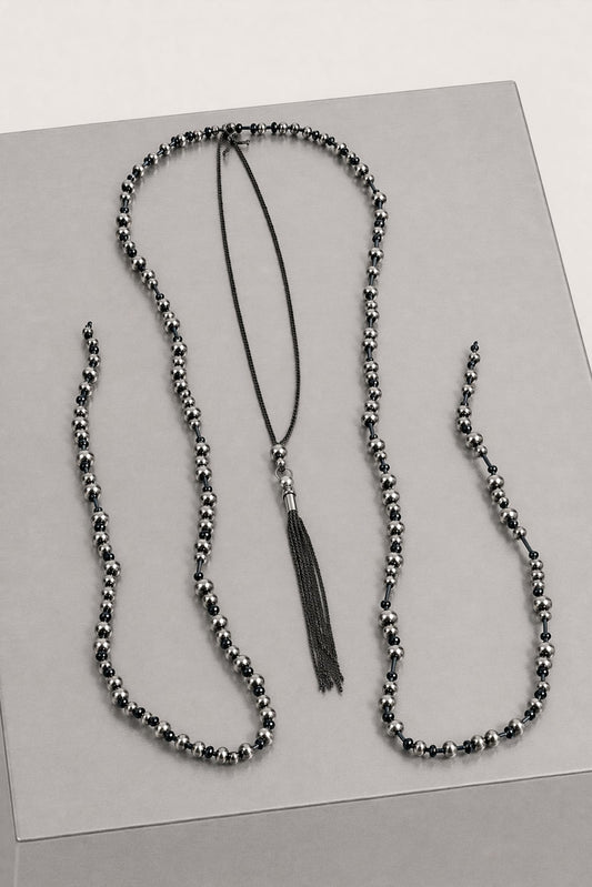 Ann Demeulemeester Pia Pearls And Chains Necklace In Black 2