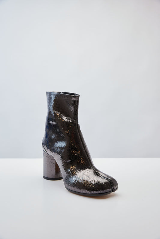 Maison Margiela Tabi Ankle Boots in Crackle Patent front angle