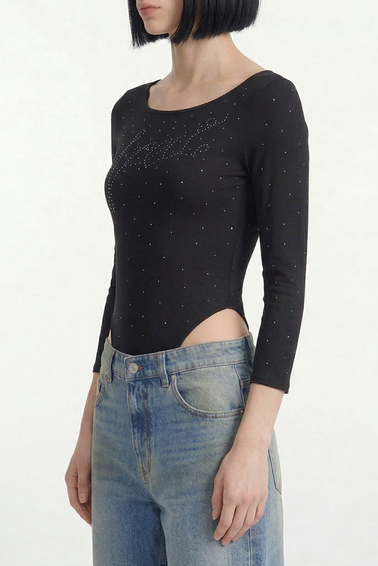 Area Pointelle Bodysuit with Logo side