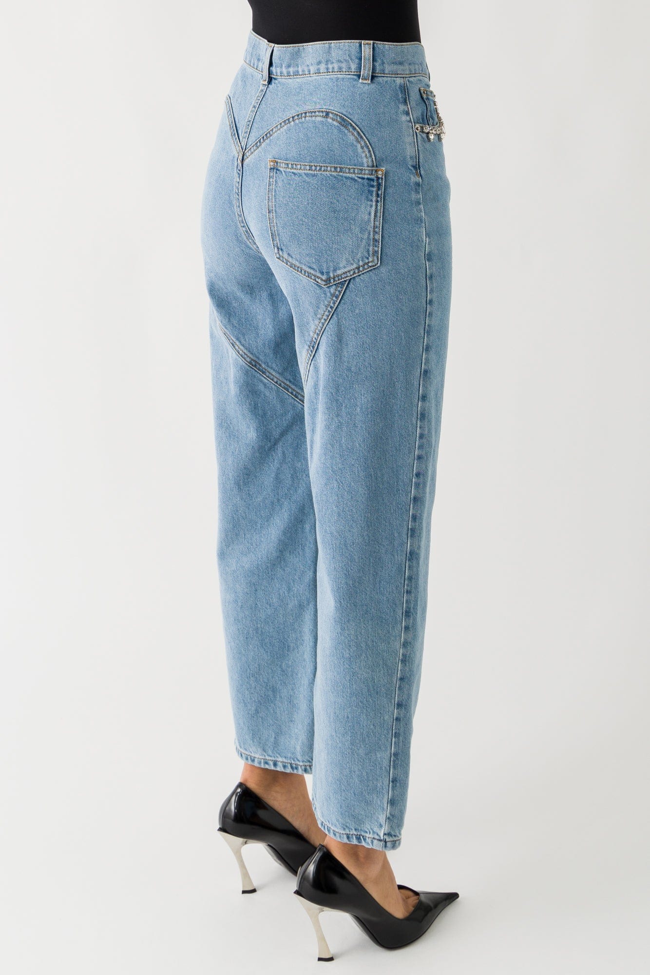 Area Crystal Heart Jean In Light Blue back