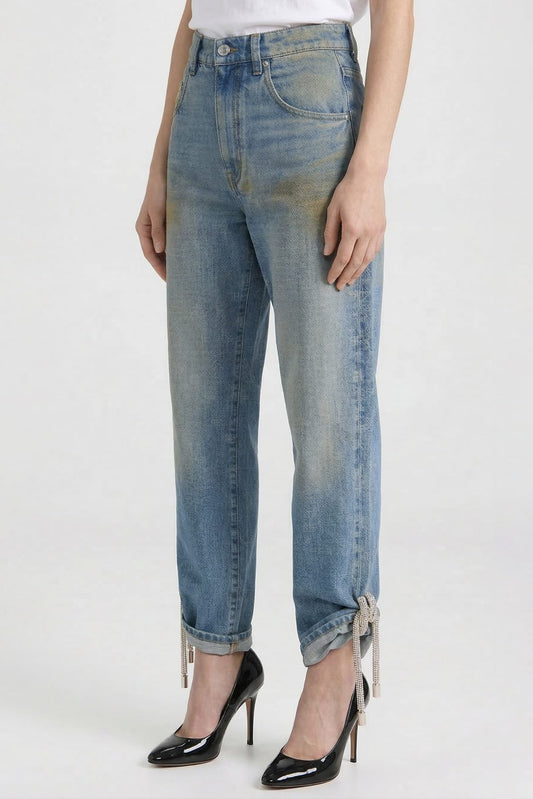 Area Knotted Crystal Jean side