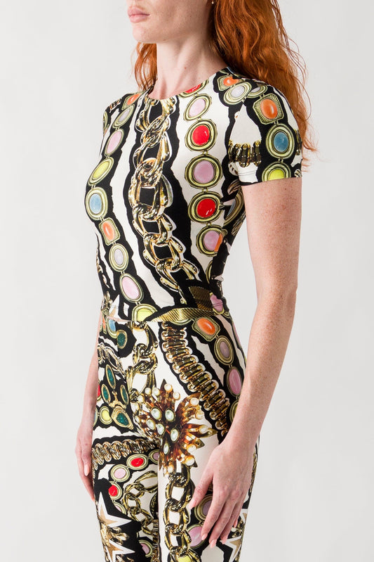 Area Gemstone Chain Printed Cropped T-Shirt side