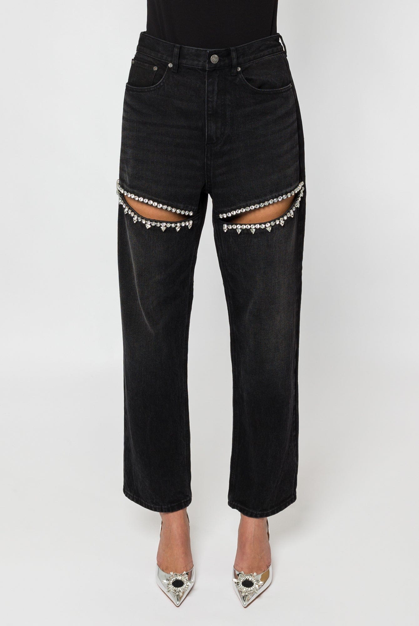Area Crystal Slit Jean front