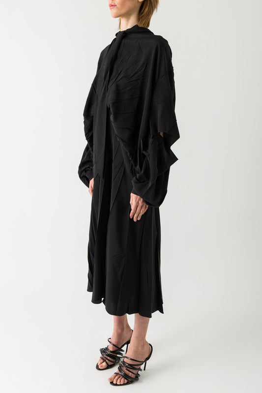 Balenciaga Silk Crepe Double Sleeve Dress side