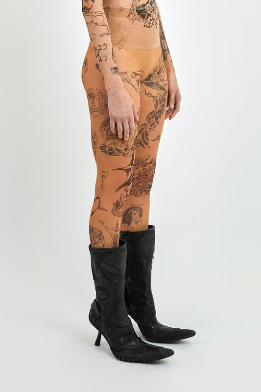 Balenciaga Tattoo Tights in Light Beige side