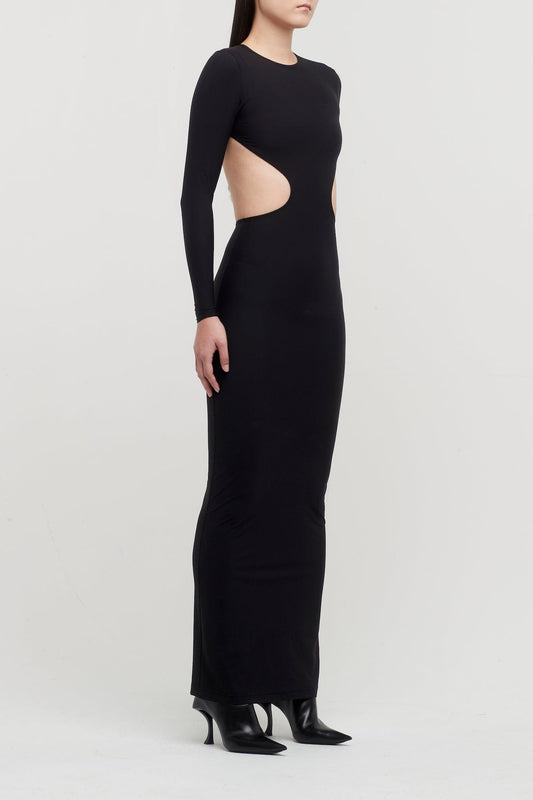 Balenciaga Cut Out Maxi Dress in Light Peachy Jersey side