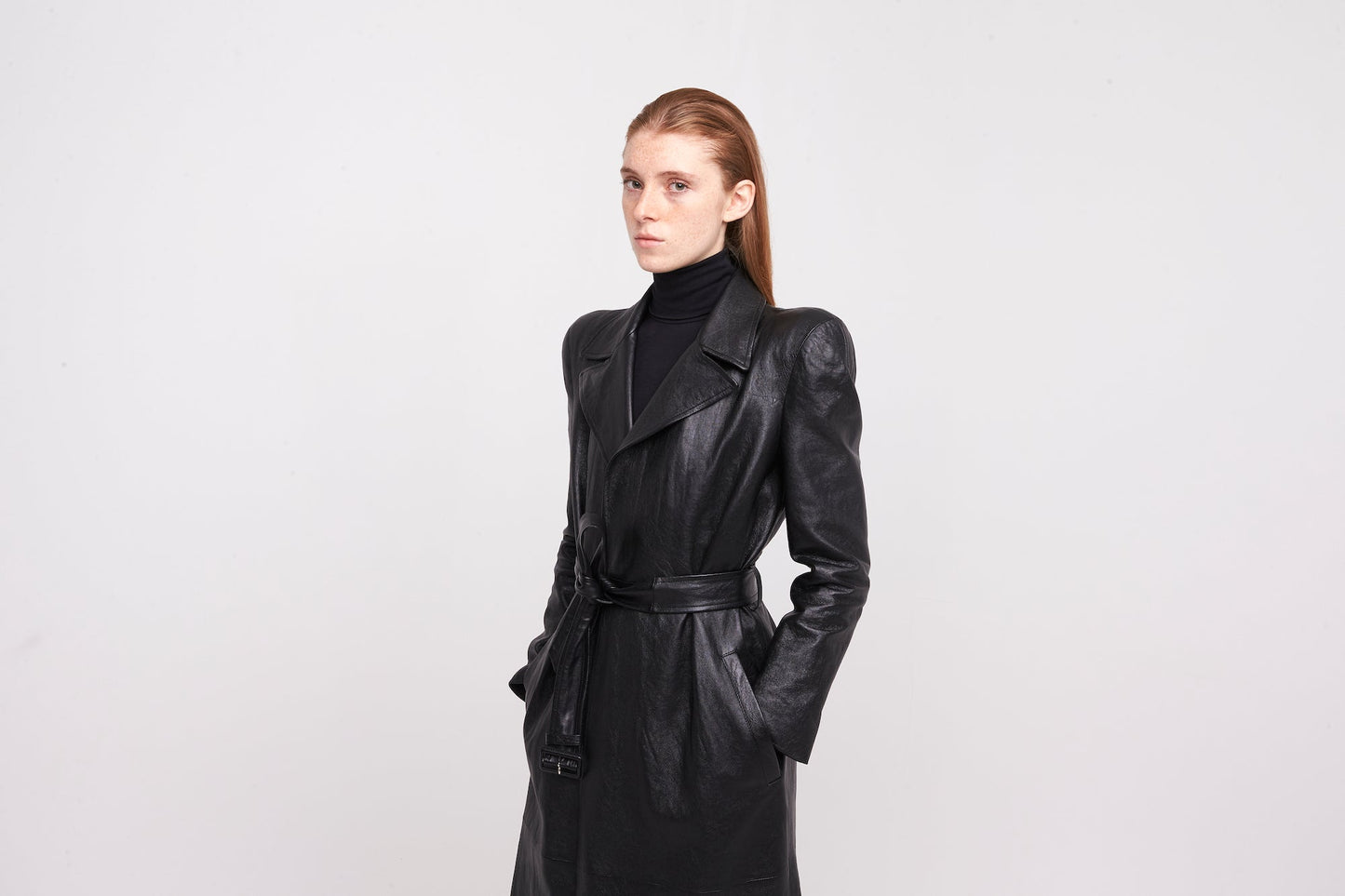Balenciaga Maxi Leather Trench Coat detail