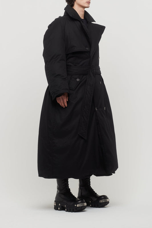 Balenciaga Padded Maxi Trench in Black side