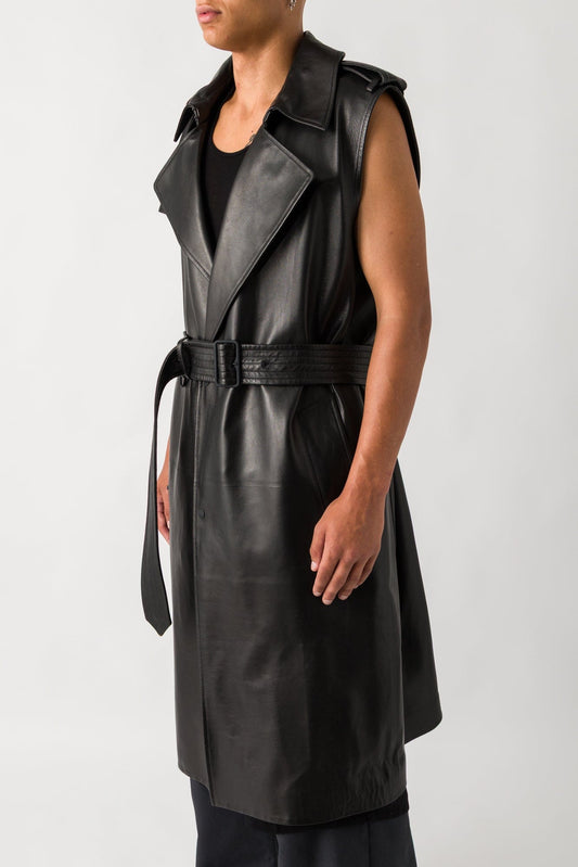 Burberry Sleeveless Leather Trench side