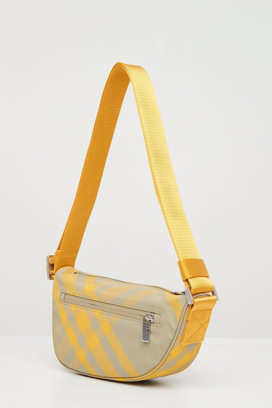 Burberry Nylon Check Jacquard Crossbody Bag angled