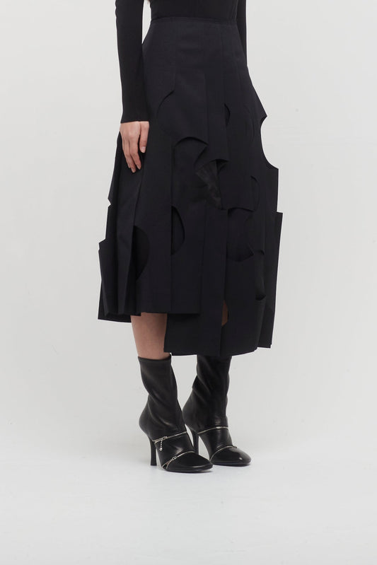 Comme Des Garçons Asymmetric Flat Pleat Skirt side