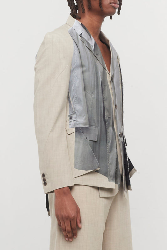 Comme Des Garçons Homme Plus Tromp-L'œil Blazer In Beige