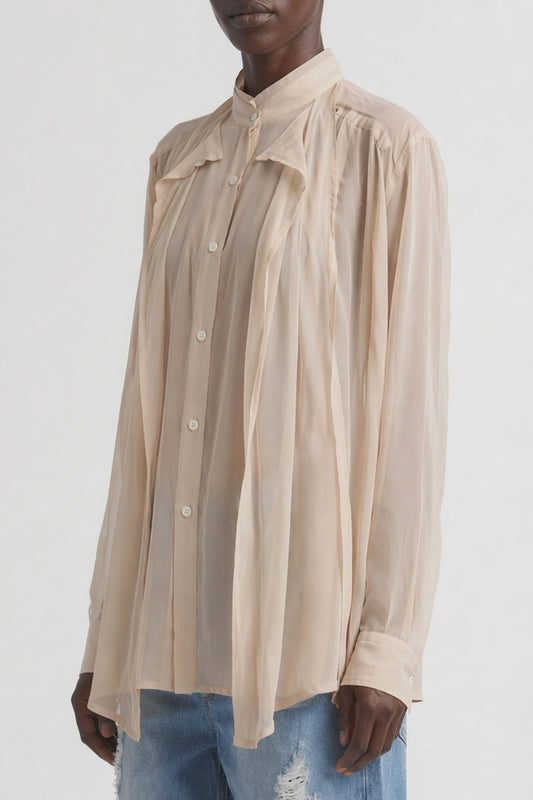 Comme Des Garçons Layered Shirt with Pocket in Beige side