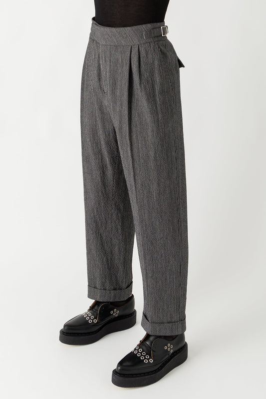 Craig Green Double Pleat Trouser in Black and White Stripes SS25 side