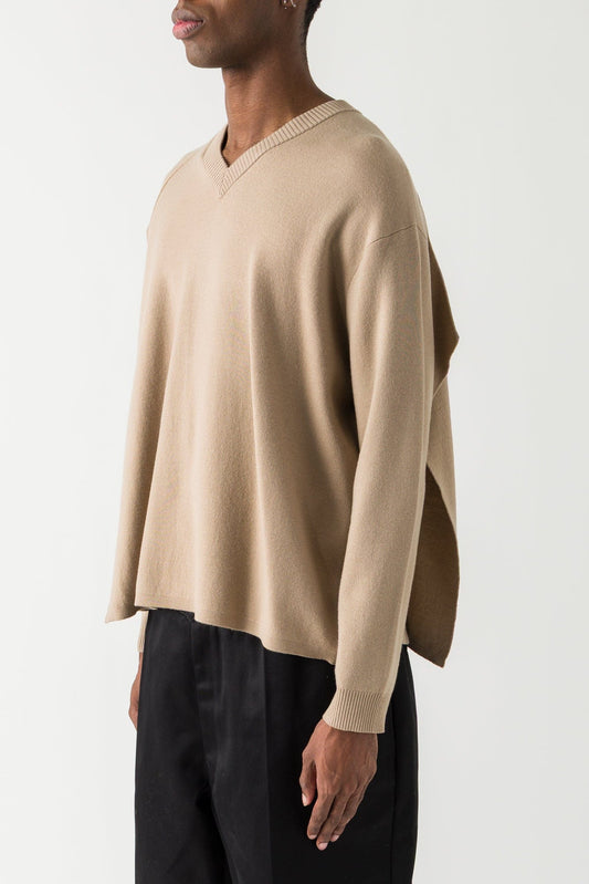 Craig Green Flag Knit V Neck in Beige SS25 side