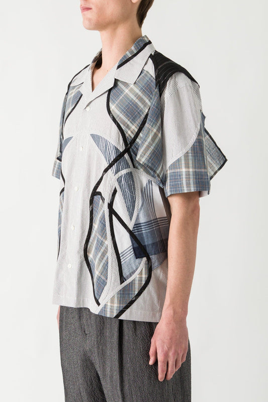 Craig Green Patchwork Shirt in Mixed Blue SS25 side