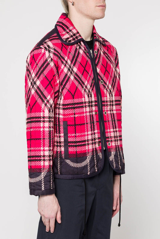 Craig Green Quilted Plaid Fade Jacket in Red side