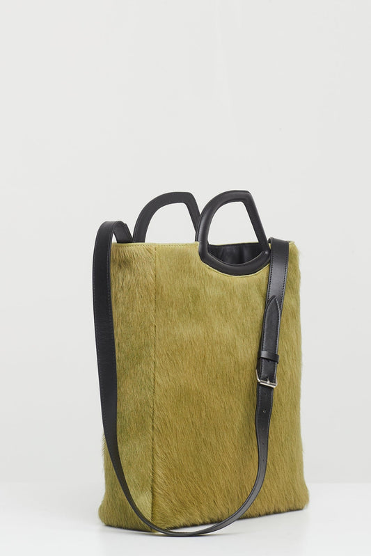 Dries Van Noten Calf Hair Tote Bag in Light Green side