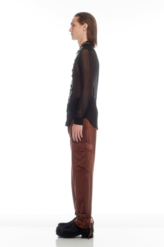 Dries Van Noten Celdon Emroidered Shirt in Black side