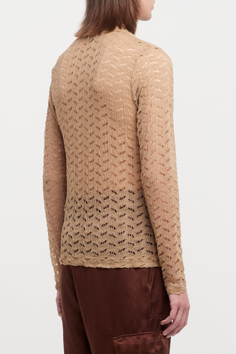 Dries Van Noten Heyze Mockneck Perforated Sweater