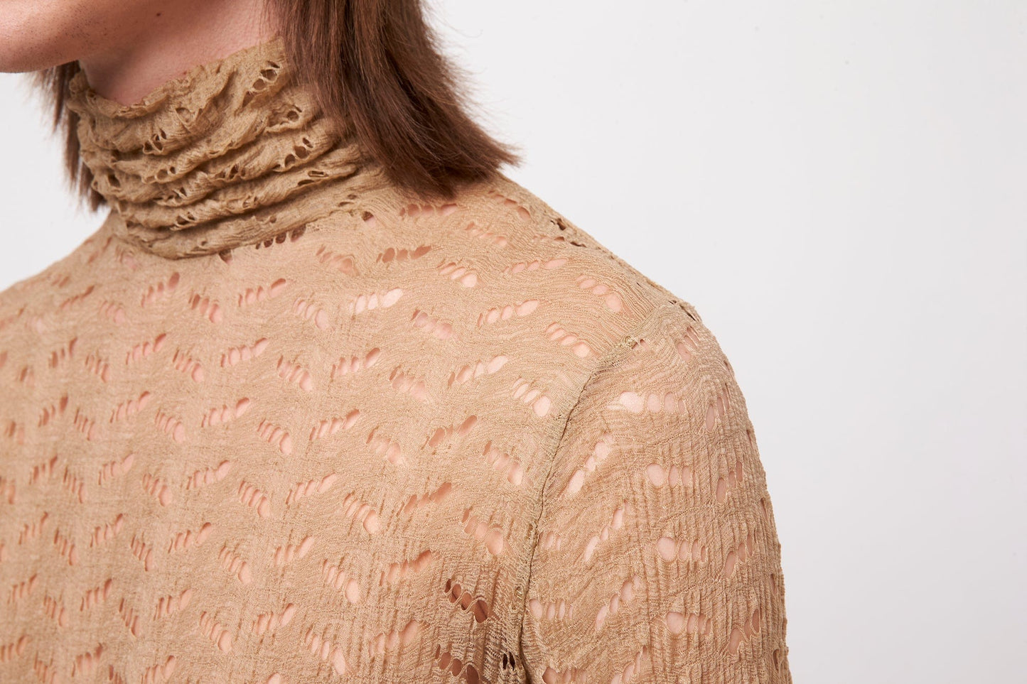 Dries Van Noten Heyze Mockneck Perforated Sweater detail