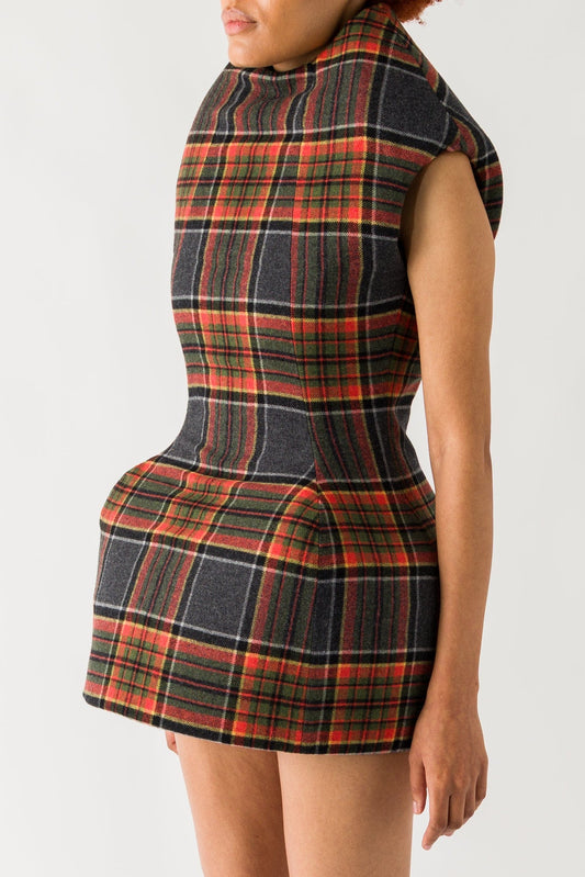Duran Lantink Sculptured Tartan Mini Dress side