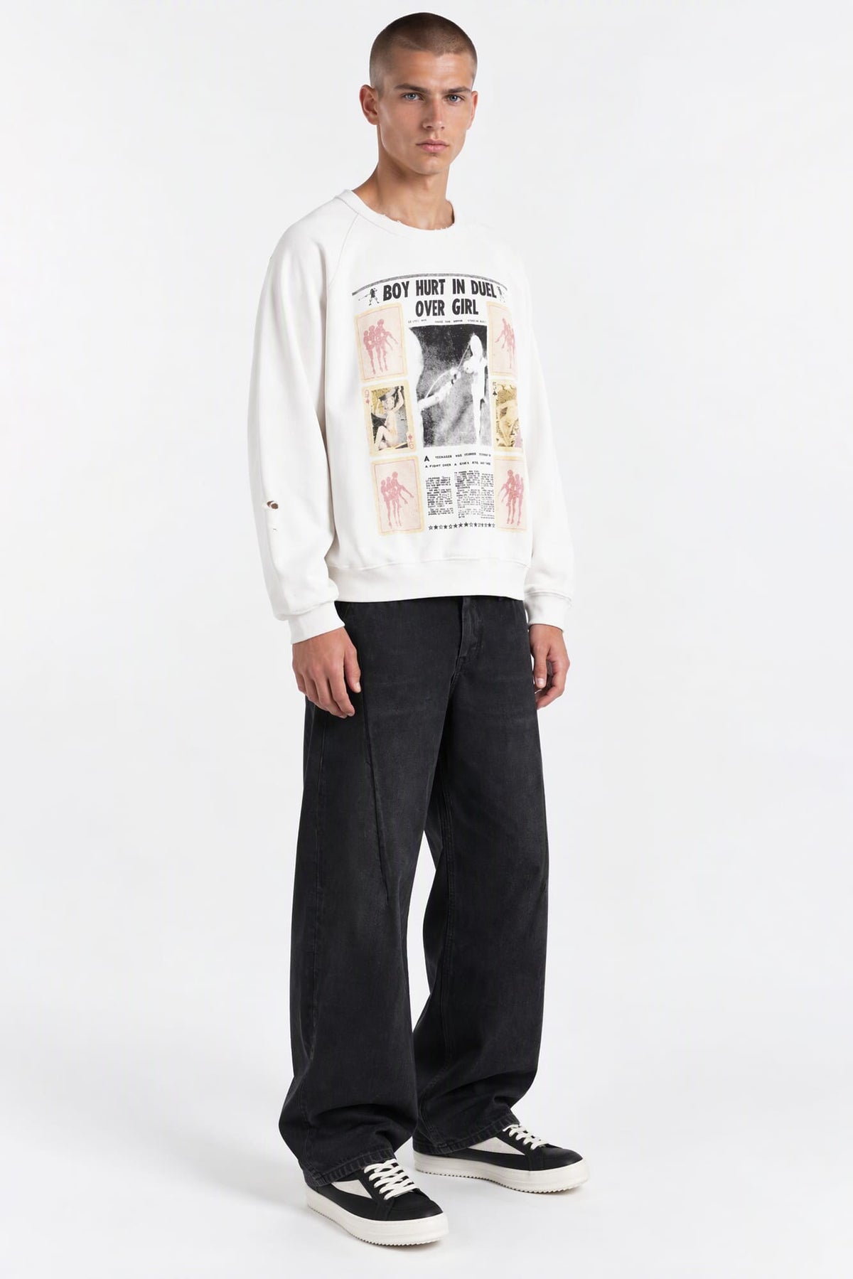 Enfants Riches Déprimés Boy Hurt in Duel Raglan Crewneck full look