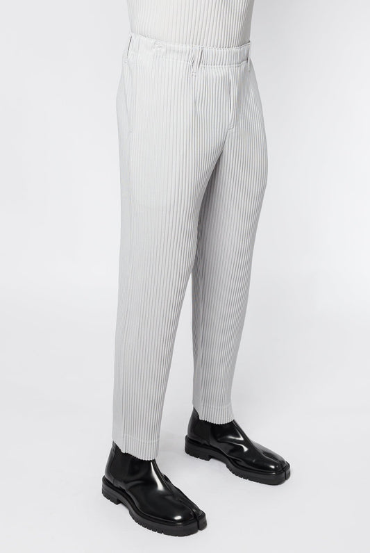 Homme Plissé Issey Miyake Basics Straight Leg Trousers in Light Gray side