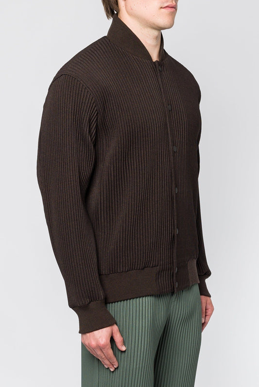 Homme Plissé Issey Miyake Kersey Pleats Bomber in Brown side