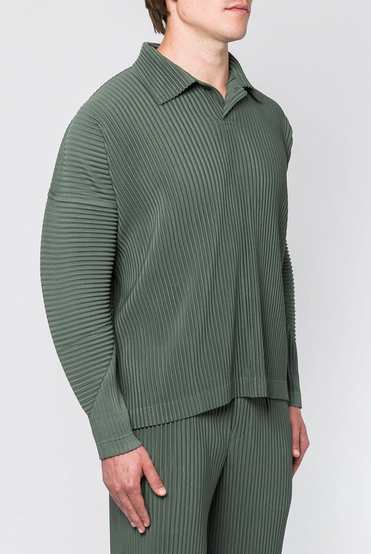 Homme Plissé Issey Miyake MC October 2024 Polo in Moss Green side