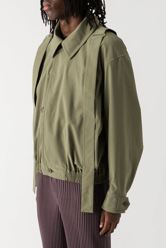 Homme Plissé Issey Miyake Parachute Jacket in Khaki SS25 side