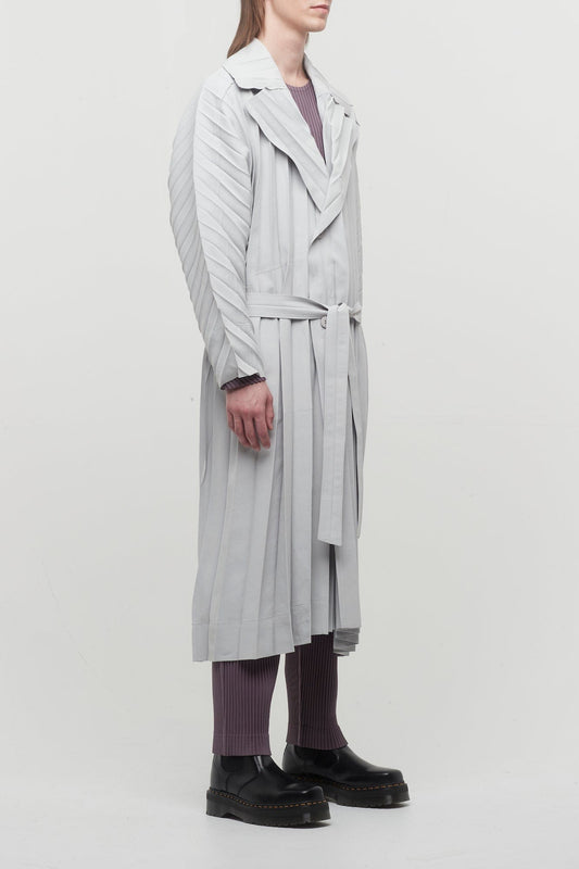 Homme Plissé Issey Miyake Edge Coat Light in Light Grey side