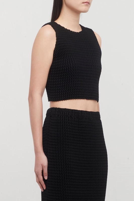 Issey Miyake Spongy Cropped Tank in Black side