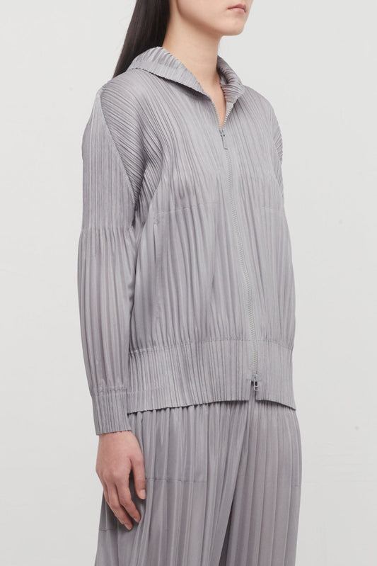 Pleats Please Issey Miyake Fluffy Basics Hoodie in Cool Grey side
