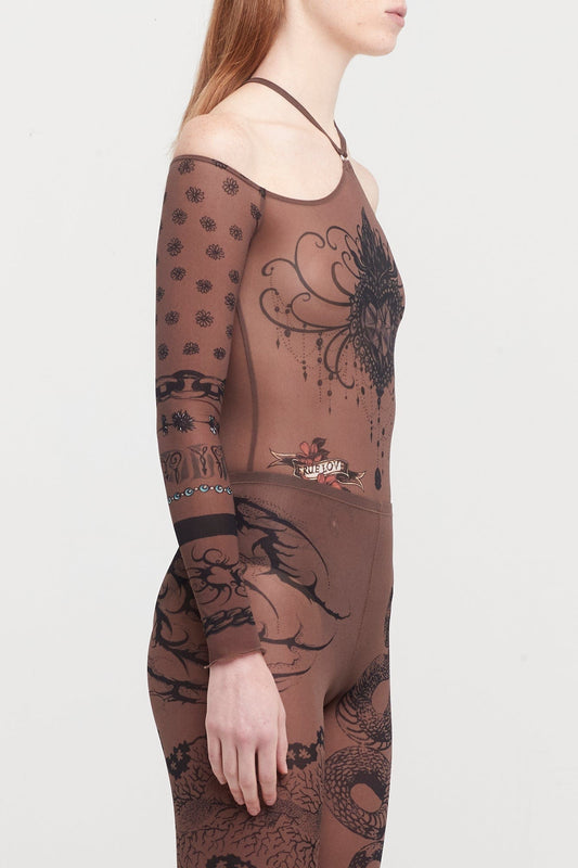 Jean Paul Gaultier X KNWLS Clavicle Body Neck Long Sleeves Printed Trompe l'oeil Tattoo side