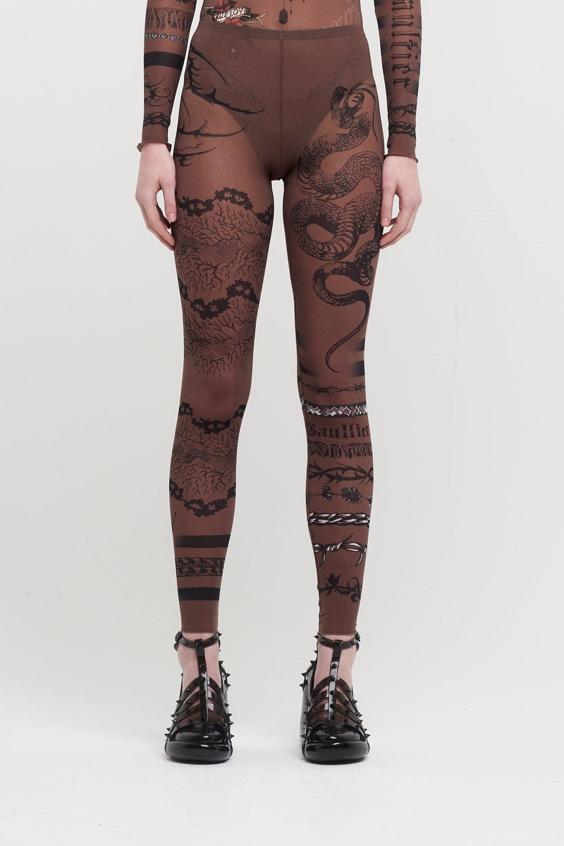 Jean Paul Gaultier - KNWLS Women’s Trompe L’Oeil Tattoo Print Leggings -  (Nude/Grey/Black)
