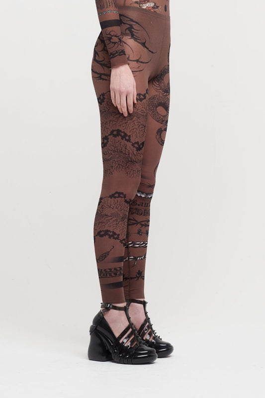 Jean Paul Gaultier X KNWLS Leggings Printed Trompe l'oeil Tattoo side