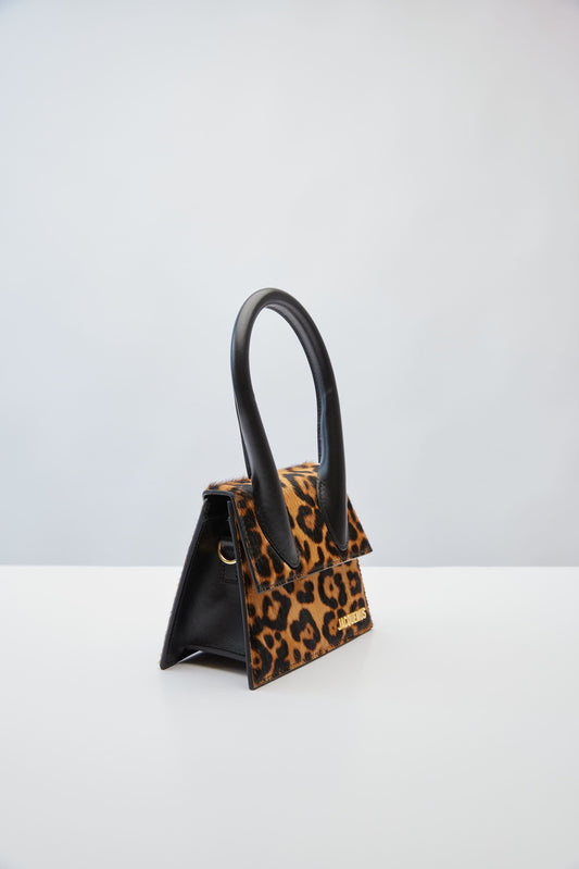 Jacquemus Le Chiquito Moyen in Leopard angled side