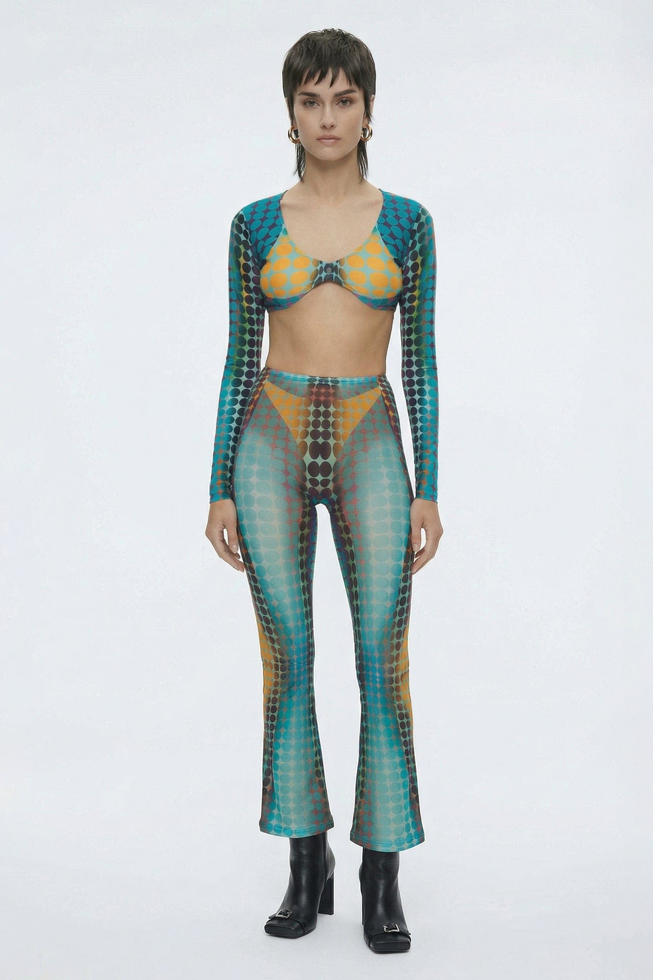 Jean Paul Gaultier Cropped Top U Neck in Blue full look